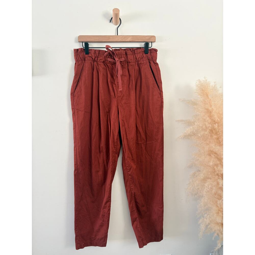 🧺 5 for $25 Sale LOFT Twill Paperbag Pants Small Burgundy Straight Leg